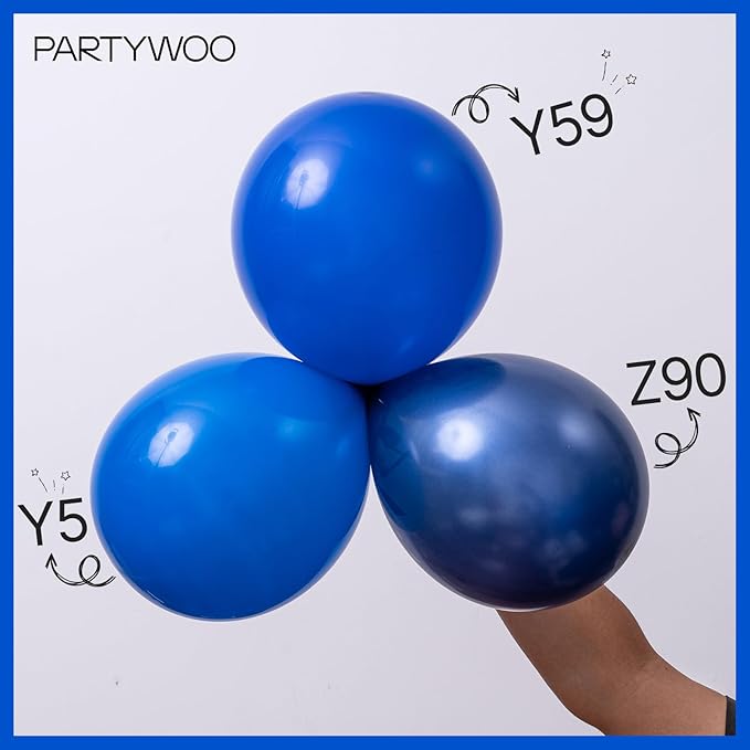 PartyWoo Royal Blue Balloons 127pcs Different Sizes Pack of 36 18 12 10 5 Inch Dark Blue Balloon Arch Kit for Baby Shower Gender Reveal Graduation Under The Sea Birthday Party Decorations Blue-Y59