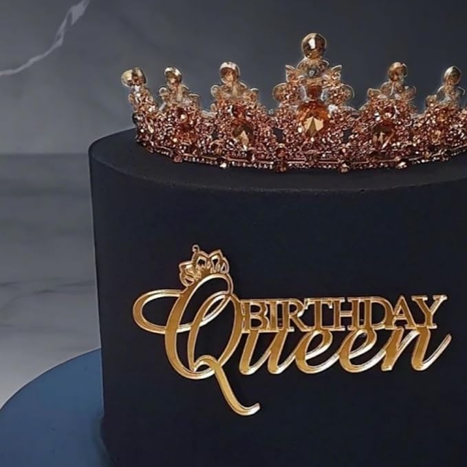 Happy Queen Cake Topper,Acrylic Queen Birthday Cake Decoration for Women Queen Birthday Decorations Cake Decoration Party Supplies