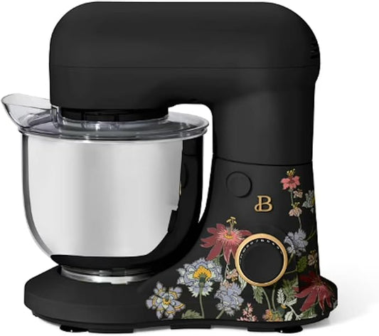 3.5 Qt Stand Mixer, with Flat Beater, Dough Hook, Whisk (Wildflower Black)