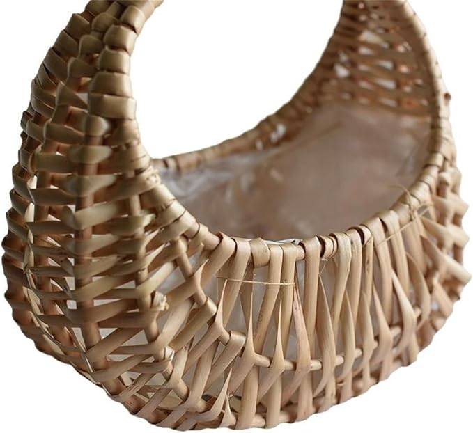 Home Organization Basket, Handwoven Rattan with Liner for and Everyday Storage Rattan Basket Handwoven with Liner Storage for Plant Pots and Home Decoration Organization