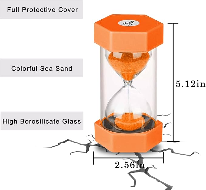6 Pcs Colorful Hourglass Sandglass Timer Sand Timer Sand Clock Timer 1/3/5/10/20/30 Minutes Visual Hourglass Set for Games Classroom Kids Office Kitchen Decor