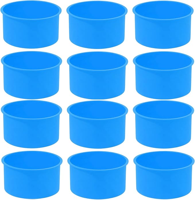12pcs Silicone Cake Mold Baking Round Cake Molds 4 Inch Non-Stick Baking Pan Kitchen Silicone Cake Molds for Baking (Blue, 4inch)