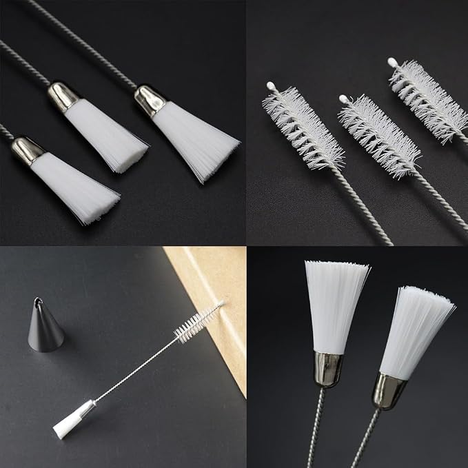 4 Pack Piping Tip Cleaning Brush Double-Headed Nylon Hard Bristle Brushes Pipe Tube Cleaner for Cake Decorating Tips Nozzle Baking Pastry Bags Mouth Frosting Icing Dispenser