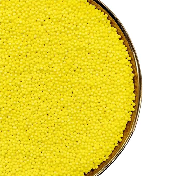 Yellow Pearl Sprinkles 130g/4.6oz, White Edible Pearl Sprinkles for Cake Decorations, Baking, Ice Cream, Cookies, Cupcake Topper Edible Pearls Sprinkles - 2mm Yellow Sugar Pearls Sprinkles for Cake Decorating (2mm Yellow)