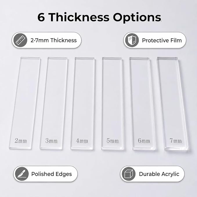 Polymer Clay Tools 12Pcs Acrylic Rolling Pin Guides Set Adjustable Depth Guides 2-7mm with Protective Film Clay Roller for Polymer Earrings, Sculpting, Modeling & DIY Jewelry Making
