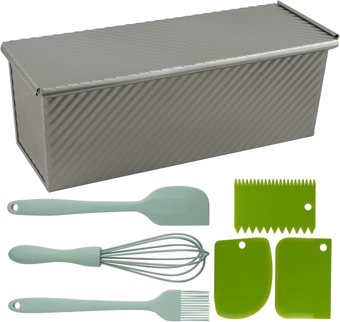 Large Loaf Pan with Lid, 2.2 LB Dough Capacity Loaf Pan, 13 x 5 Inch Baking Mold Non-Stick Bakeware Carbon Steel Bread Toast Mold with Cover for Baking Bread