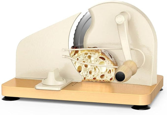 Upgraded Manual Bread Slicer for Homemade Sourdough Bread Adjustable Thickness Bread Cutter with Metal Guide,Hand Crank Bread Slicer with Scale Line&Suction Base,for Perfect Even Slices