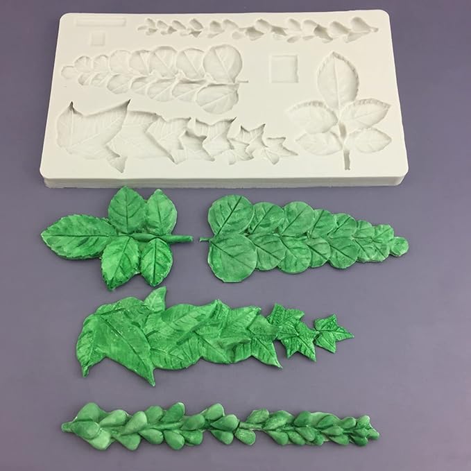 Leaf Fondant Molds, Succulents Trailing Leaves Cake Decorating Silicone Mold for Chocolate Candy Mousse Cookies Marzipan, Kitchen Baking Tools, Clay Resin Projects