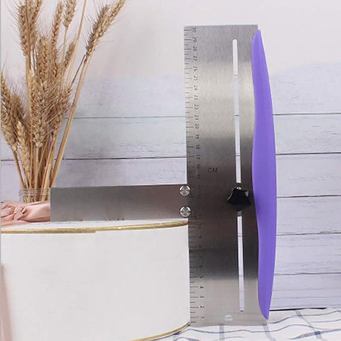 Cake Scraper, Cake Bench Scraper Stainless Steel Decorating Tools for Icing Frosting Cream Edge, Adjustable Kitchen Spatula for Mousse, Cheese, Cream C-ake(COLOR:purple)