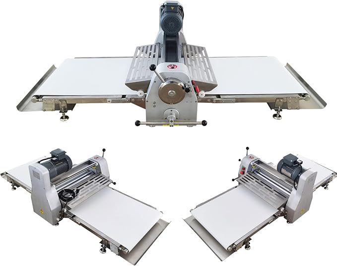 INTSUPERMAI Dough Sheeter Machine 23.6" Commercial Dough Press Roller Sheeter Fondant Sheeter Pasta Machine for Croissant, Puff Pastry, Marzipan