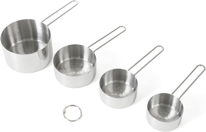 Martha Stewart Richburn 4-Piece Stainless Steel Measuring Cups Set – Durable and Accurate Kitchen Measuring Tools for Baking and Cooking