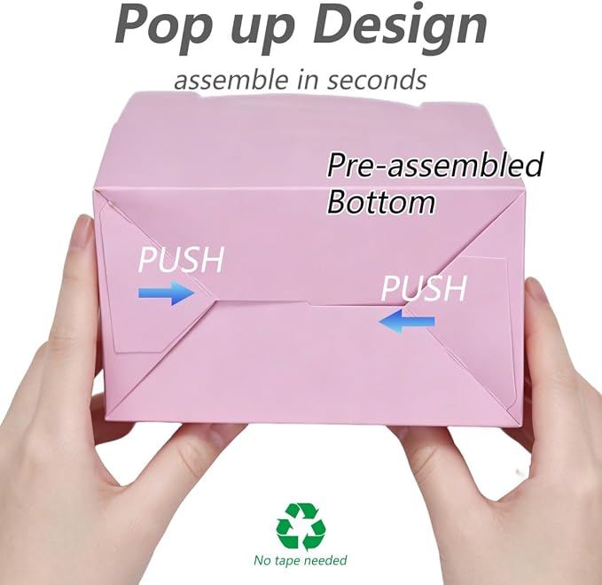 Aosric Small Pink Gable Boxes 3.5 x 3.5 x 6.3 In, 30 Pack | Premium Cardstock Party Favor Boxes with Handles for Baby Shower, Birthday, Bridal Shower, Candy, Cookies & Party Gifts