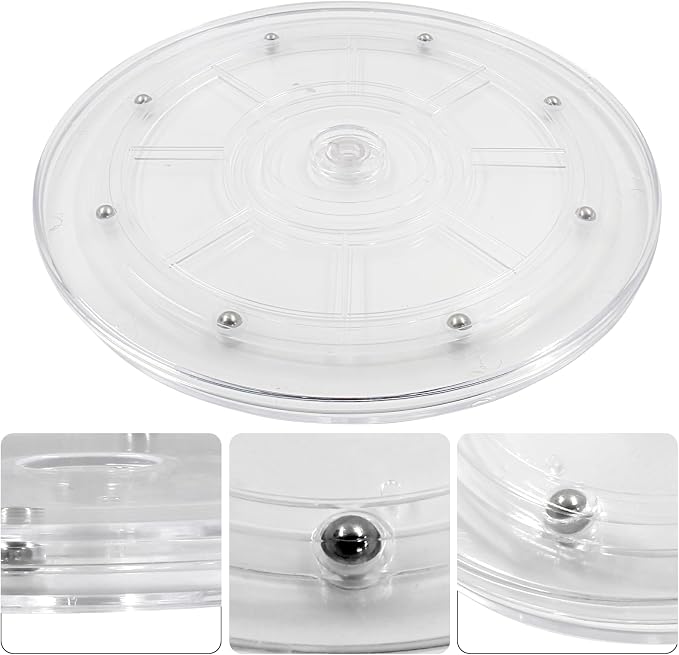 1 Pack 9 inch Lazy Susan Turntable - Acrylic Ball Bearing Rotating Tray for Cake, Spice Rack - Perfect for Kitchen Pantry with 360˚Rotation