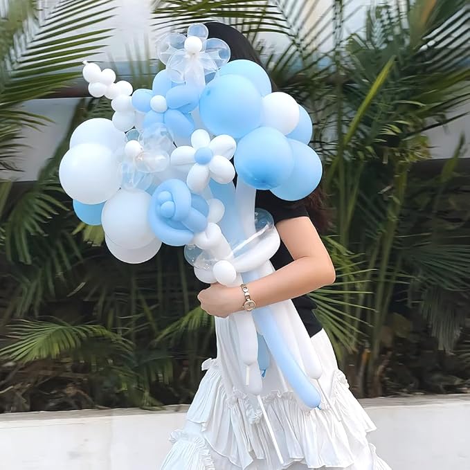 Blue 260 Balloons for Animals & Arch, Long Skinny Balloons for Twisting & Tying, Art Kit for Gender Reveal & Wedding Decorations, 100pcs