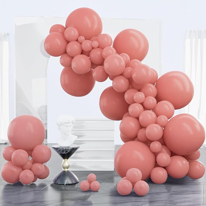 PartyWoo Dusty Pink Balloons 100pcs Different Sizes of 18 12 10 5 Inch Blush Pink Dusty Rose Boho Netural Balloon Arch Kit Garland for Baby Shower Princess Girl Birthday Party Decorations Pink-F01