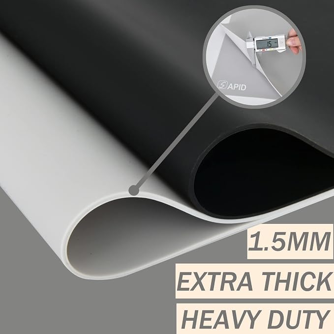 1.5MM Extra Thick Placemats Extra Large Silicone Mat 28" x 20" Heat Resistant Mat for Kitchen Countertop Protector, Washable Place Mats Silicone Mats for Kitchen Counter Mat Table Mat, Grey, Sapid
