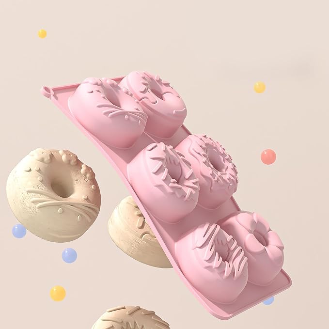 Donut Pan - 6 Cavity Silicone Baking Mold, Food Grade Non Stick Donut Tray, Flexible Heat Resistant Bakeware, Easy Release Dessert Making Tool | Home Kitchen Baking Sessions, Family Treat Preparation,