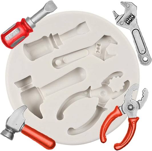 Hand Tools Silicone Mold Construction Tools Chocolate Fondant Molds Wrench Hammer Pliers Molds for Cake Decoration Cupcake Topper Candy Sugar Craft Polymer Clay Gum Paste