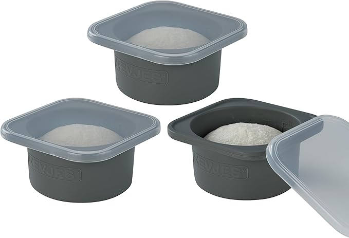 Stackable Silicone Artisan Pizza Dough Proofing Proving Containers with Lids-2/3/4/5 pack-500ml portion (Spacegrey, 3 PACK)