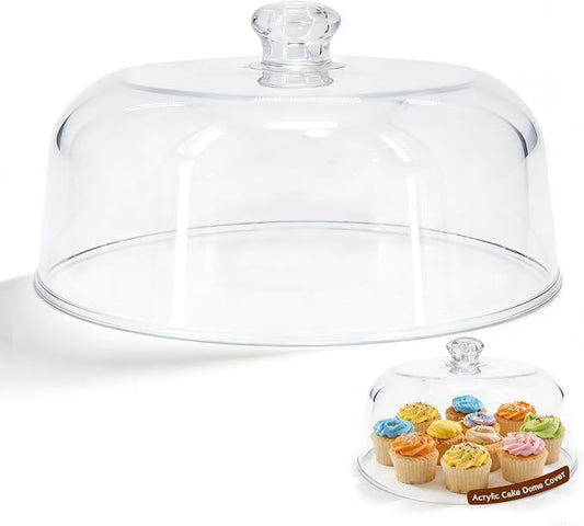 Jolitac 11-Inch Clear Acrylic Cake Dome – Round Cake Stand Cover, Cake Cover Lid for Cake Stand, Shatterproof, Lightweight Display Cover for Desserts, Pastries, and Food Serving Trays