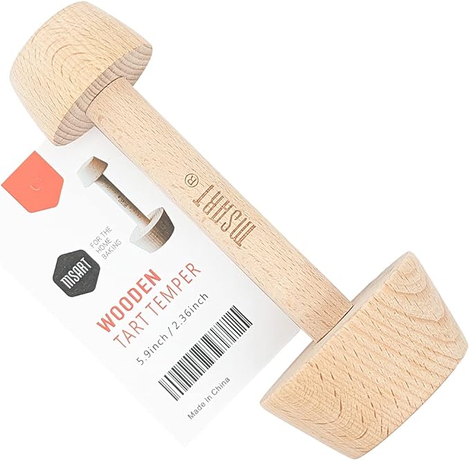 Tart Tamper Pastry Tamper Mini Pan Wood Wooden Shell Dough Muffin Metal by MSART for Making Muffin, Pecan Pies, Cheesecakes and Desserts.