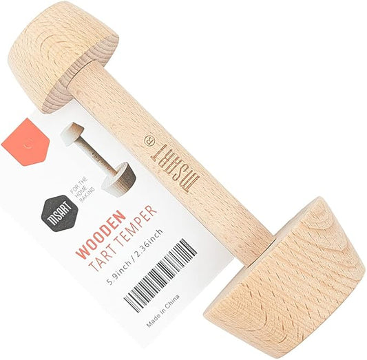 Tart Tamper Pastry Tamper Mini Pan Wood Wooden Shell Dough Muffin Metal by MSART for Making Muffin, Pecan Pies, Cheesecakes and Desserts.