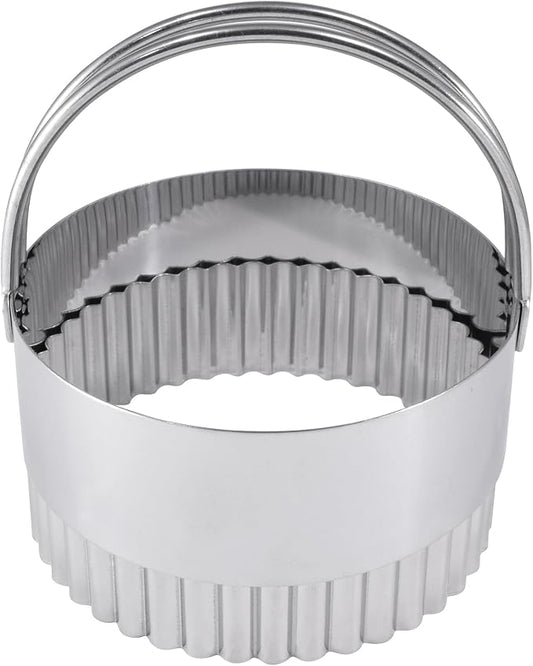 R&M International Stainless Steel 3-1/4" Round Fluted Biscuit Cutter with Handle, 1-Piece