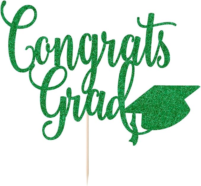 Congrats Grad Cake Topper,2026 Graduation Cake Topper, Congrats Grad Decorations,2026 High School/College/Senior Graduation Party Decorations Supplies. (green)