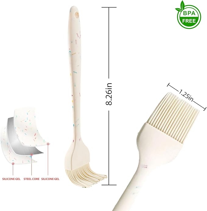 Silicone Basting Brushes,Heat-Resistant Candy Colors Pastry Brush, Strong Steel Core and One-Piece Design, Perfect for BBQ, Grilling, Baking, and Kitchen Cooking, BPA-Free (4)