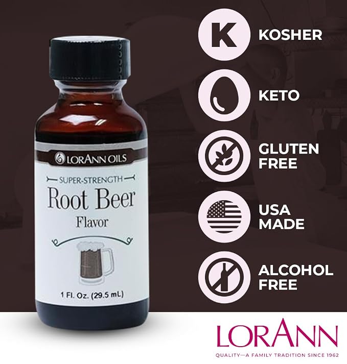 LorAnn Oils Super Strength Flavoring - Used For Candy Making, Flavoring Extracts, Baking, Hard Candy, and Flavor Oils - Bold, Natural Flavors 4X Stronger Than Extracts - Root Beer, 1 fl oz
