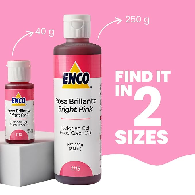 ENCO Food Coloring Gel Bright Pink 1.41 oz (40g) Concentrated, Vegan