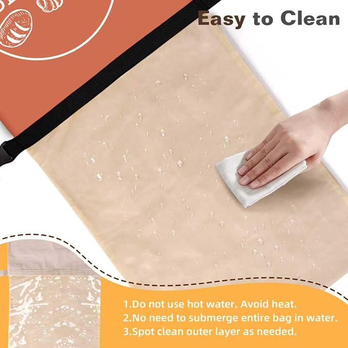 Bread Bags for Homemade, Beeswax Reusable Bread Bag for Sourdough, 1 Pack 17×13 Inches XL-Waxed Food Storage Bag to Keep Sourdough Fresh, Freezer-Safe, Eco-Friendly (Orange)