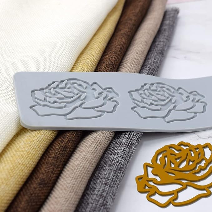 TUKE 3D Leaves Silicone Molds Flower Cake Fondant Mat Bee Leaf Pastry Moulds Rose Impression Chocolate Hollow Lace Mold (Rose_13x2.8x0.12inch_E)
