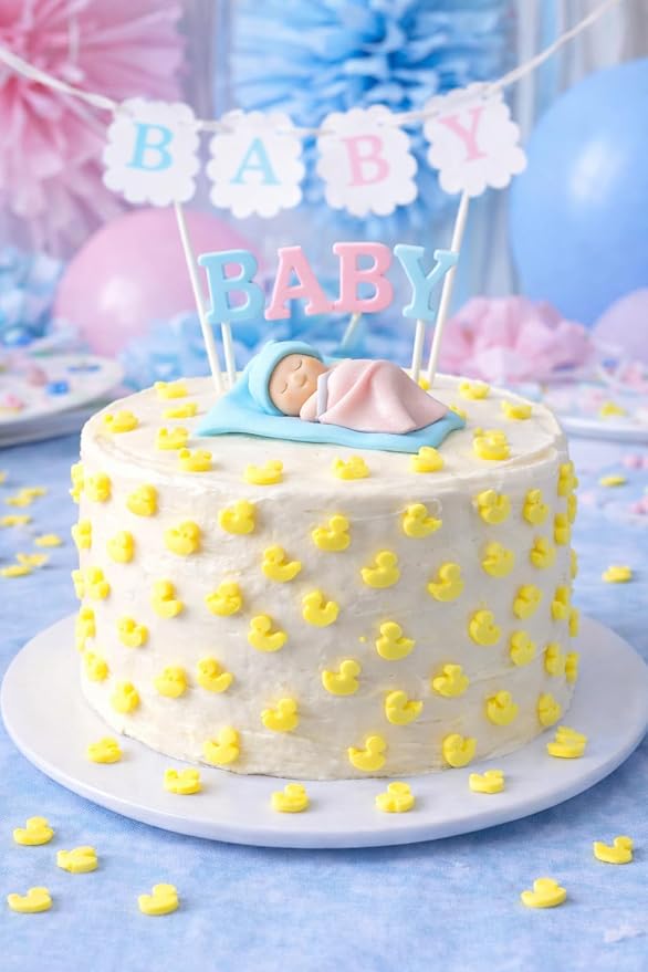 Oasis Supply Baby Shower Sprinkles & Sugar Shapes – Edible Decorations for Cakes, Cupcakes, and Cookies – Gender Reveal, Boy, Girl, and Neutral Party Baking Decorations - Yellow Rubber Ducks