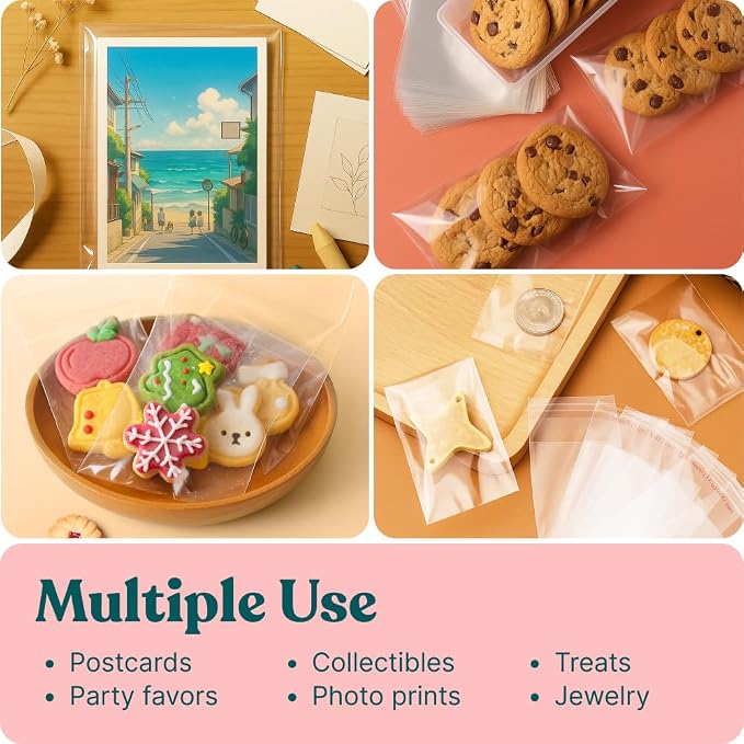 5" X 7" Self Sealing Cellophane Bags (1000 Pack) - Clear Cookie Bags With Seal for Baked Goods Packaging, Cookie Wrappers, Bakery Packaging, Bake Sale, Candy, Treats, Goodies, Gifts, Party Favors