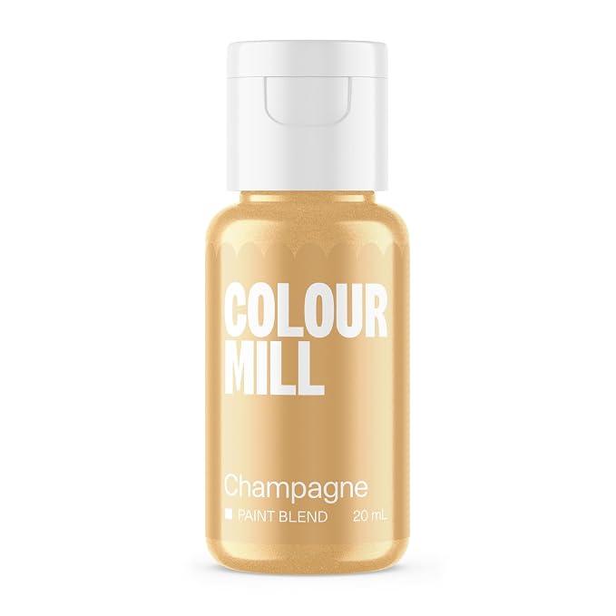 Colour Mill Edible Food Paint – Vibrant Cake & Fondant Decorating Colors for Cookies, Chocolate, Royal Icing & Desserts 20 Milliliters - Metallic Champagne