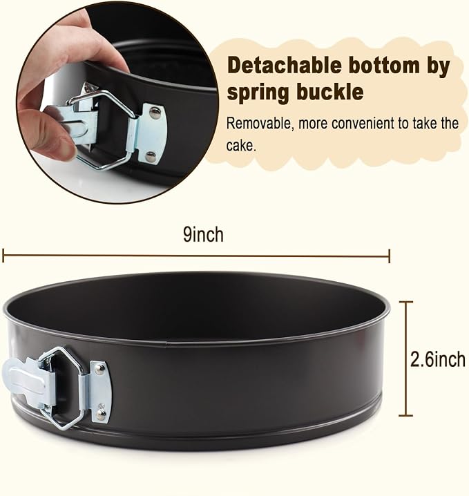 9 Inch Premium Non-stick Springform Pan, Leakproof Round Cheesecake Pan with Removable Bottom, Spring Form for Baking (Black)