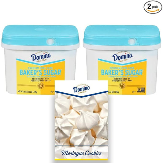 Domino® Pure Cane Ultrafine Granulated Baker's Sugar™, 3.5 lb Easy Baking Tub (Pack of 2) - Includes Bonus Recipe Card