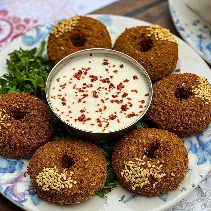 Falafel Maker Press Stainless Steel Syrian Type With Hole (Donut Shape) Premium Quality Kitchen Tool Meatball Mold Scoop Smooth Handle With Rubber Cap (Medium Donut 2.3")