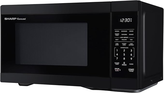 SHARP Countertop Microwave Oven with Removable 12.4" Carousel Turntable, 1000 Watt, 1.1 Cubic Feet, Black