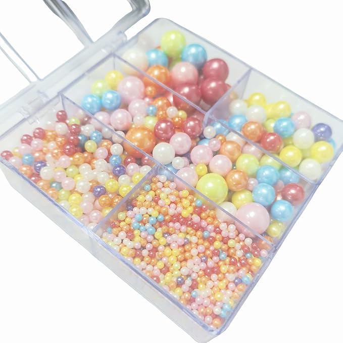 Edible Rainbow Pearl Sprinkles for Cake Decorating, Mixing 4 Sizes Sugar Pastel Sprinkles for Cake Decorating Cupcake, Ice Cream, Donuts, Macaron Toppings Supplies 90g/ 3.17oz