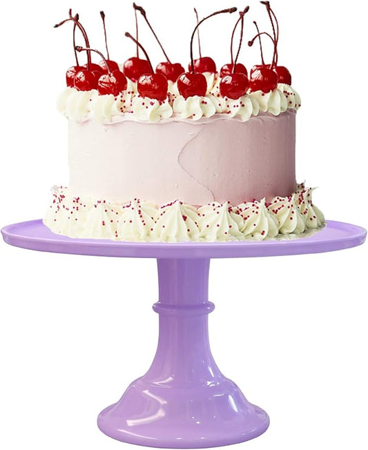 11-Inch Round Melamine Cake Stand, Purple Single-Tier Dessert Display Stand for Cakes, Cupcakes and Party Table Decor