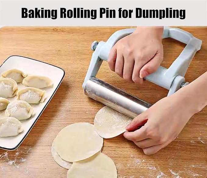Rolling Pin with Adjustable Labor for Baking,Non-Stick Stainless Steel Dough Roller with Handle,Baking Rolling Pin for Pizza,Crust,Cookie Pasta,Dumpling,Pie,Dough Baker Roller for Kitchen