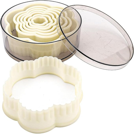 Multi-Shape Nylon Cookie Molds Round Square Star Plastic Geometry Biscuit Cutter Dough Mousse Bread Slicer DIY Bakery Utensils (Fluted Six Petal)