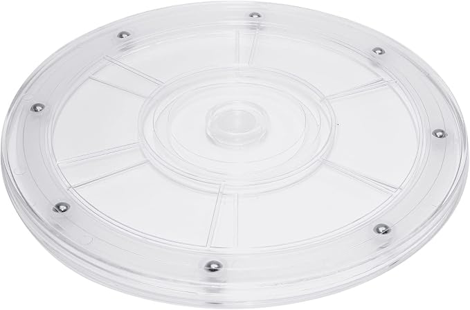 Murtenze 2Pcs 8 Inch Acrylic Turntable Organizer, Rotating Swivel Stand Spinner with Steel Ball Bearings for Kitchen Corner Cabinets Spice Rack Cake Decorating. (200mm,Clear)