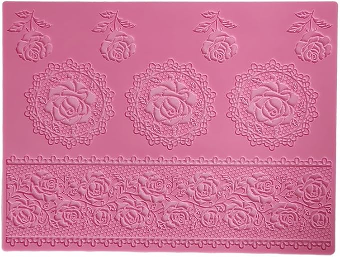 wedding Silicone Lace Mat, rose Cake Decorating Mold, flowers cake Decorating Tools for Edible Lace Fondant Mold, Sugar-Lace Cupcake Mat