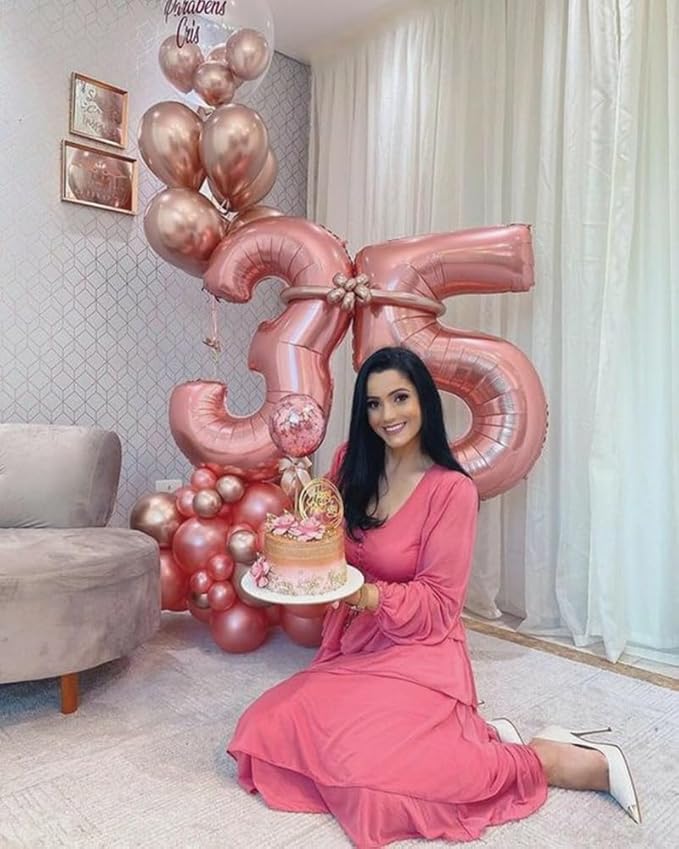 Balloon Numbers 40 Inch 5 Ballon for 5th Birthday Decorations, 15 25 35 50 Big Pastel Pink Number Balloons for Wedding Photo Shoot Party Decor