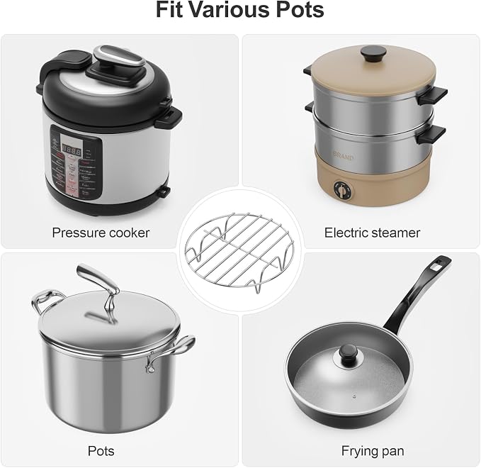 GSlife Instant Pot Steamer Rack - Stainless Steel Instant Pot Accessories, 2 Pack Steam Rack for 6, 8 Qt Pressure Cooker, Cooking Cooling Steaming Baking Rack 7.7''
