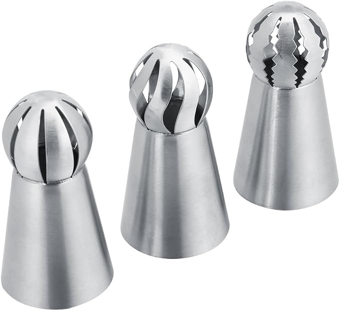 Russian Flower Icing Piping Nozzles Tips Professional Cake Decoration Tools for Baking Desserts Cakes Cupcakes Stainless Steel Silver 3Pcs