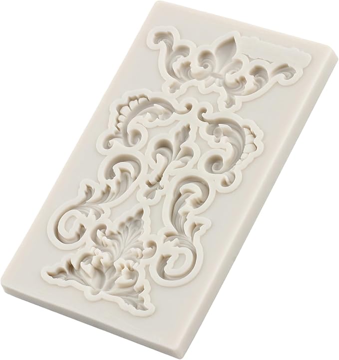 Baroque Fondant Molds, Silicone Border Chocolate Scroll Mold For Cake Decorating Cupcake Topper Candy Chocolate Gum Paste Polymer Clay Set Of 1